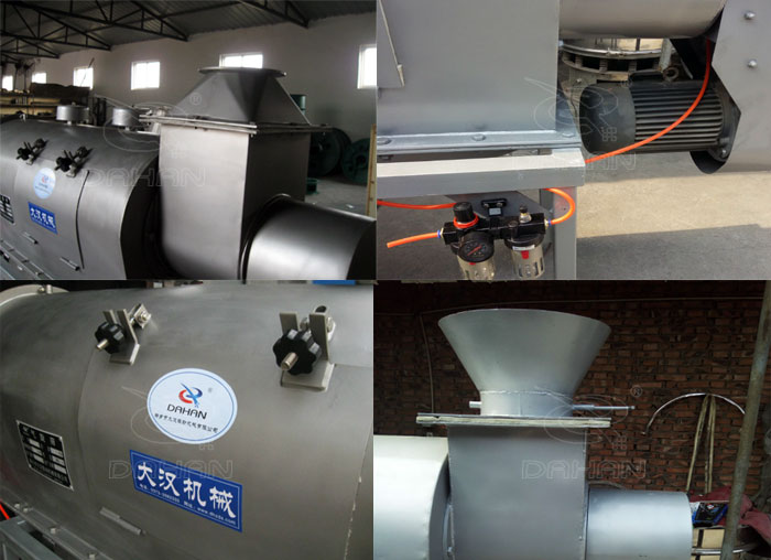 氣旋篩：電機，進料口，氣壓裝置等特寫圖片