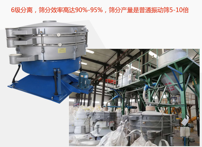 搖擺篩采用6級分離，篩分效率高達90%-95%，篩分產量是普通振動篩5-10倍