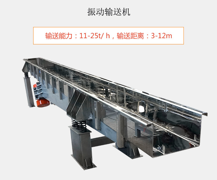 振動輸送機：輸送能力：11-25t/ h，輸送距離：3-12m