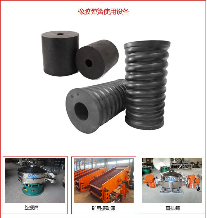 橡膠彈簧適用設備：旋振篩，礦用振動篩，直排篩等